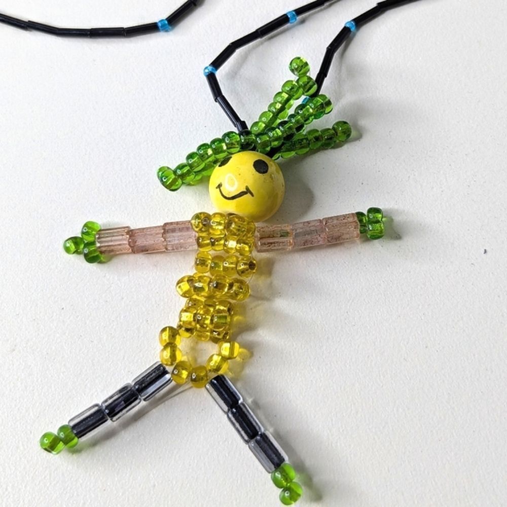 Handcrafted Beaded Figure Fixed Length Necklace On Beaded Chain